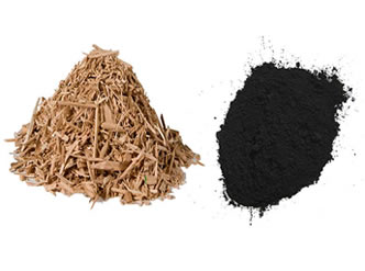 Carvão ativado de madeira – pode ser usado como elemento declorador, descontaminação e purificação de agua.
