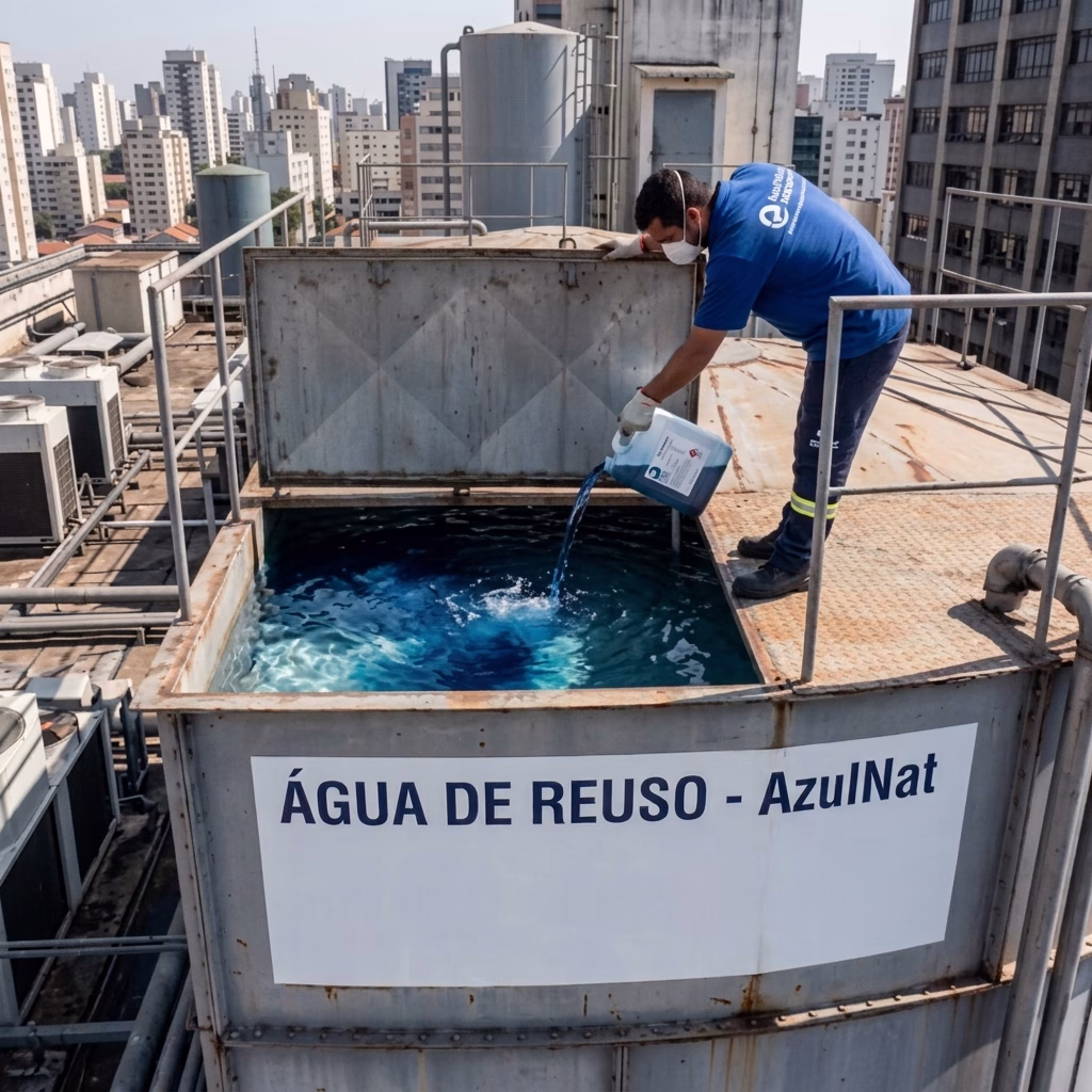 Aplicação de AzulNat para água de reuso em tanque comercial Aplicação de AzulNat para água de reuso em tanque comercial